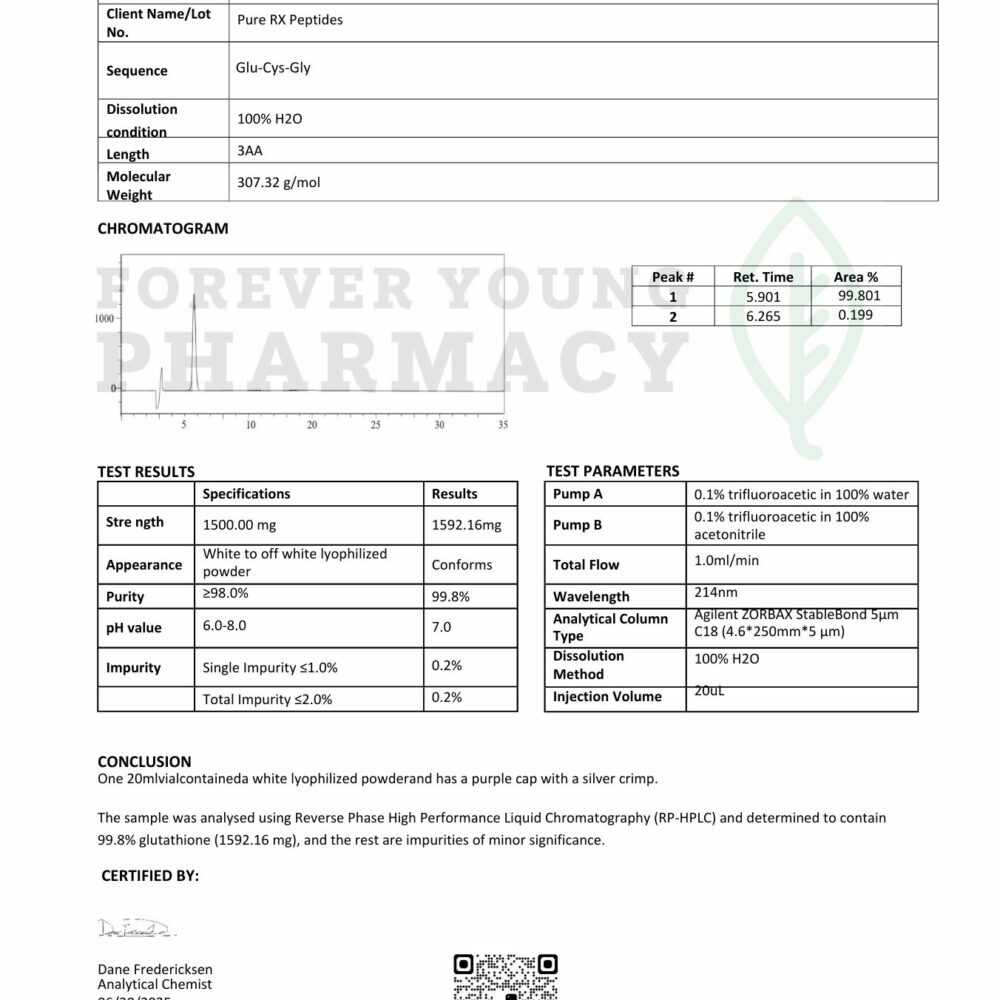 Peptide Glutathione 1500Mg