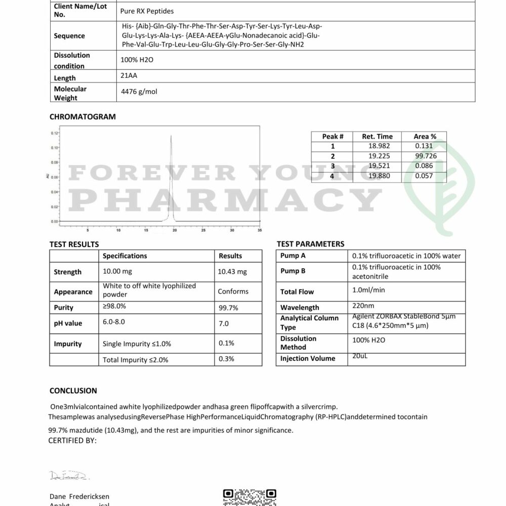 Mazdutide 10mg | PureRx Peptides Peptide Mazdutide 10Mg