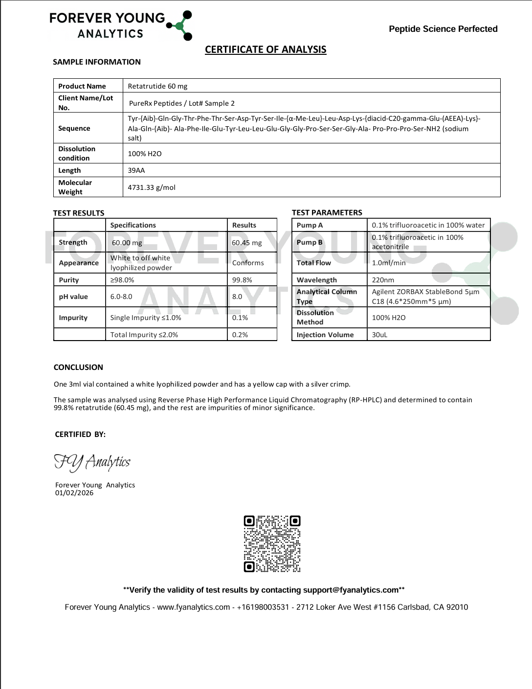 Reta 60mg Peptide Vial Reta 60Mg Peptide Vial