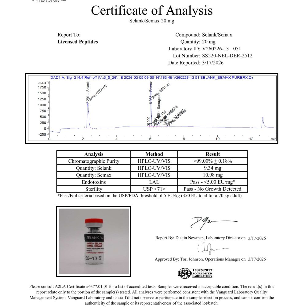 Selank Semax Blend 10Mg/10Mg | Buy Research Peptides | Purerx Peptides