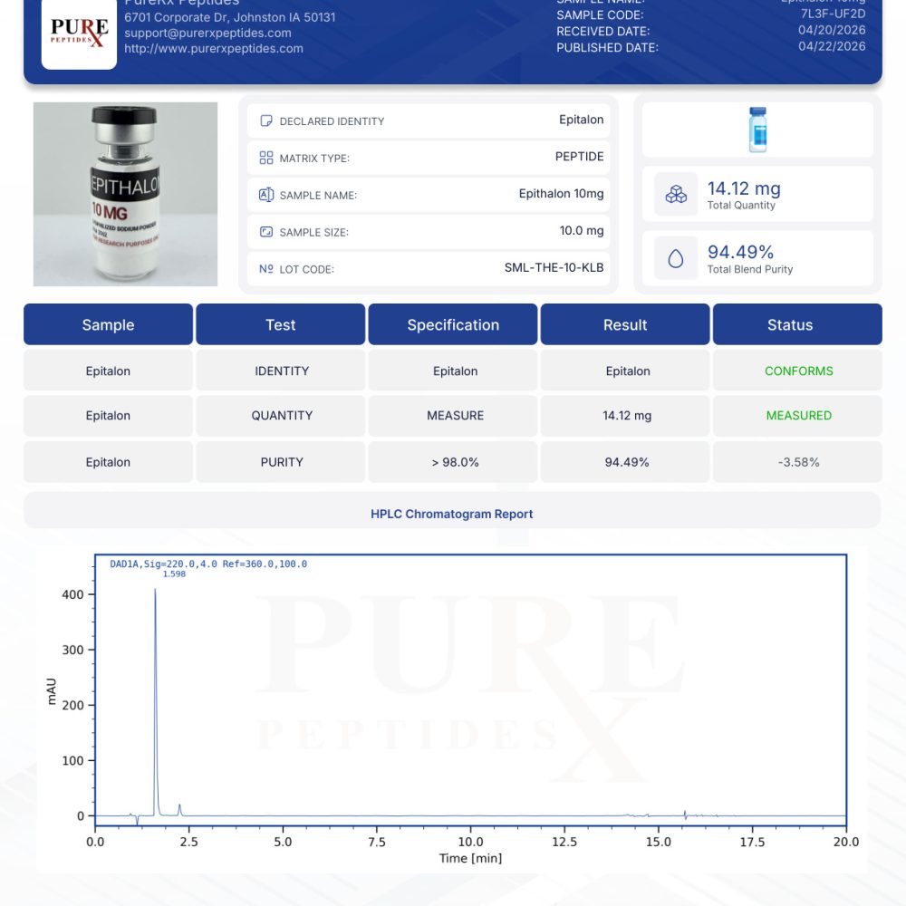 Epithalon 10Mg | Buy Research Peptides | Purerx Peptides