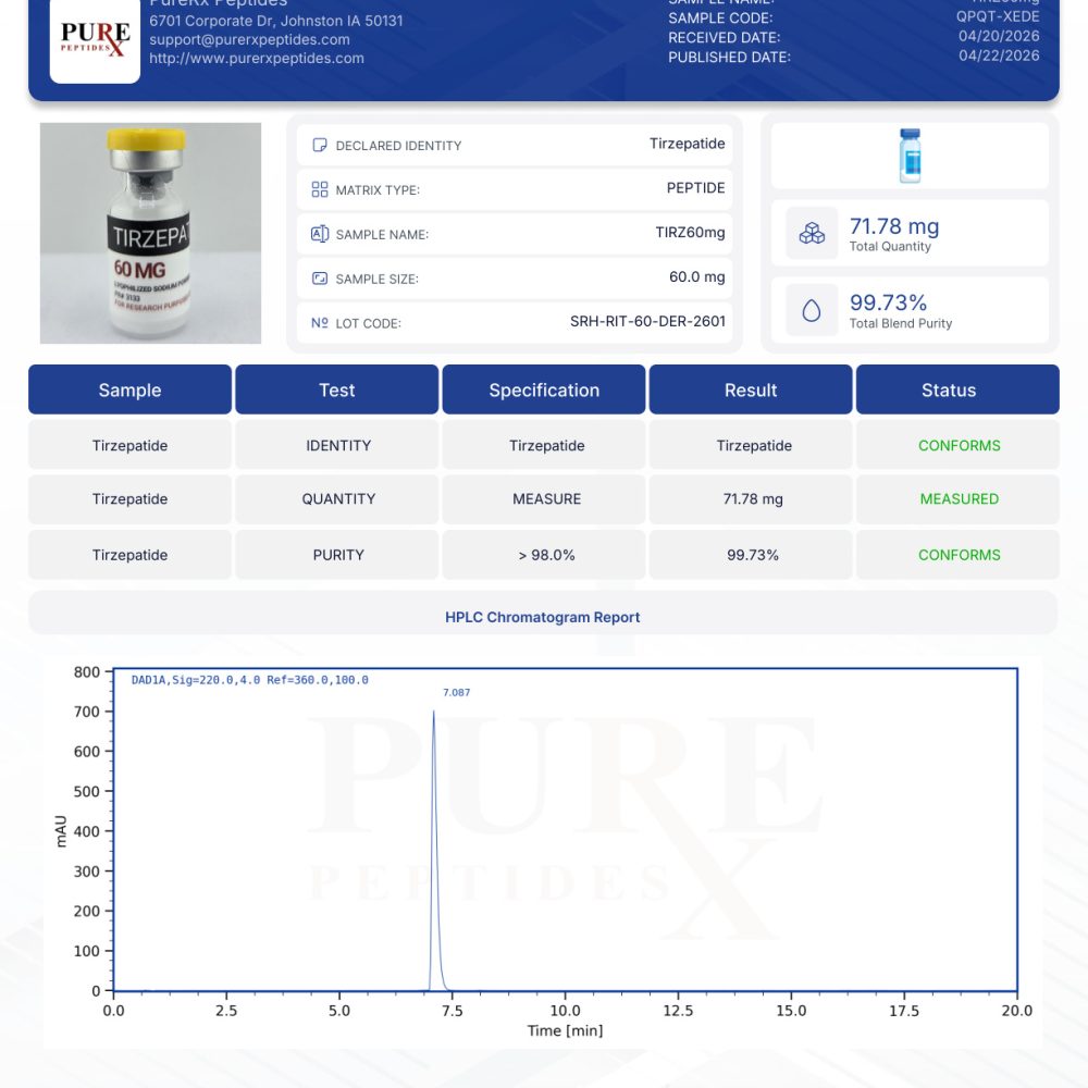 Tirz 60mg | PureRx Peptides Tirz 60Mg | Buy Research Peptides | Purerx Peptides