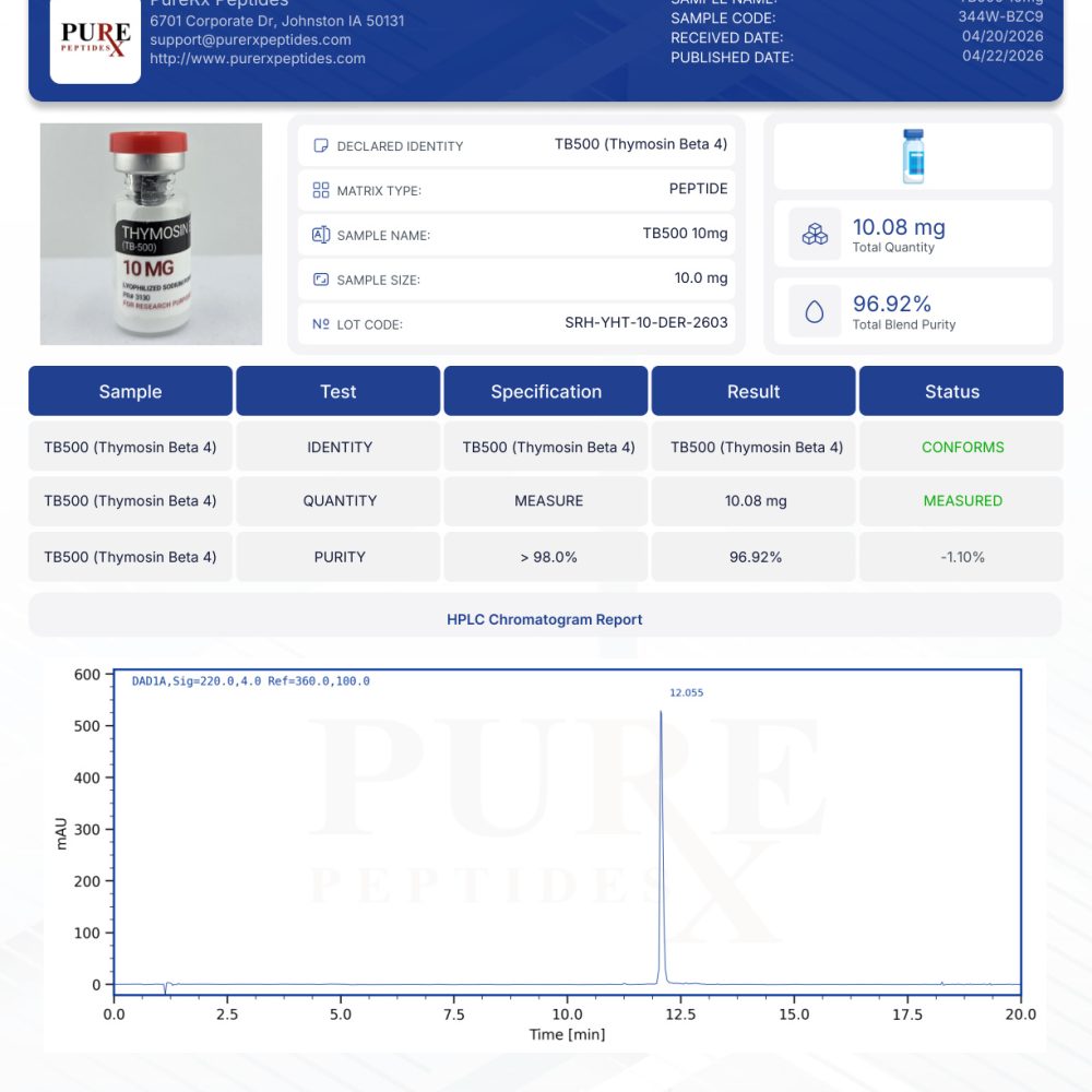TB-500 (TB-4) 10mg | PureRx Peptides Tb-500 (Tb-4) 10Mg | Buy Research Peptides | Purerx Peptides
