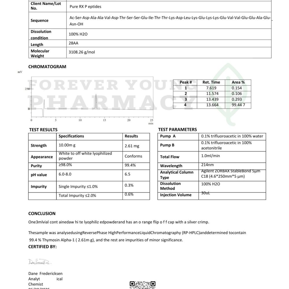 Thymosin Alpha 1 -10mg | PureRx Peptides Thymosin Alpha 1 -10Mg | Buy Research Peptides | Purerx Peptides