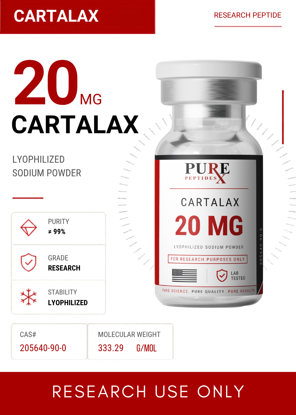 PureRx Research Peptides | PureRx Peptides Cartalax 20Mg