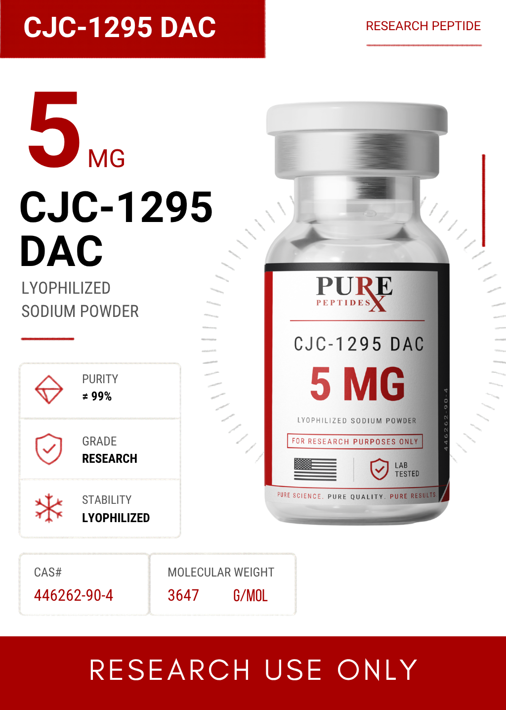 PureRx Research Peptides | PureRx Peptides Cjc-1295 Dac 5Mg