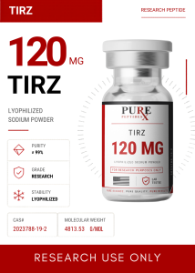 Research peptide vial with specifications