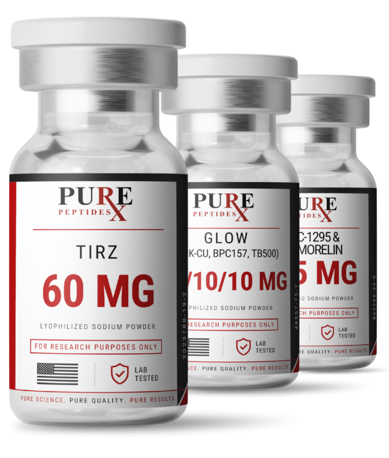 Three Peptide Vials Labeled With Dosages